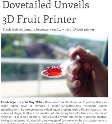 【解説】3Dプリンタでフルーツを作る方法、の記事について